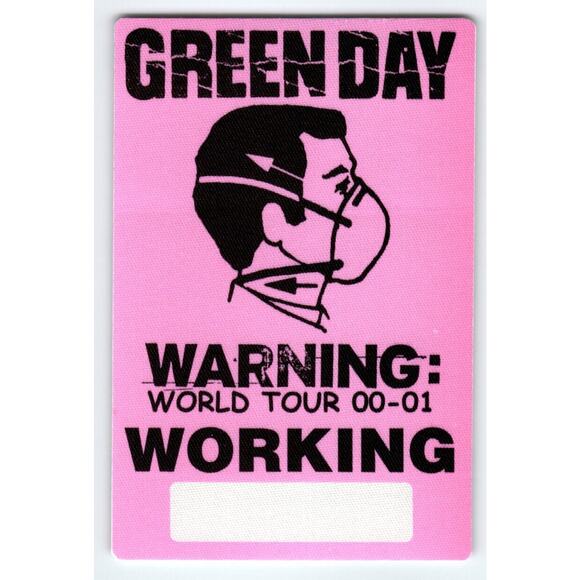 Green Day Warning Pink Backstage Pass Original 2000 Punk Rock Music Cloth Fabric - Picture 1 of 1